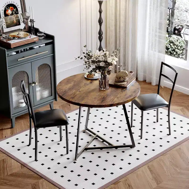 Ensemble de salle à manger rond 2 personnes – Table peu encombrante et chaises rembourrées, ensemble de cuisine moderne pour petits espaces