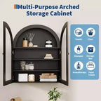 Petit meuble mural arqué avec portes vitrées, armoire de rangement murale de 61 cm avec étagère réglable, pour cuisine, salle de bain, buanderie