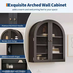 Petit meuble mural arqué avec portes vitrées, armoire de rangement murale de 61 cm avec étagère réglable, pour cuisine, salle de bain, buanderie