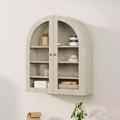 Petit meuble mural arqué avec portes vitrées, armoire de rangement murale de 61 cm avec étagère réglable, pour cuisine, salle de bain, buanderie