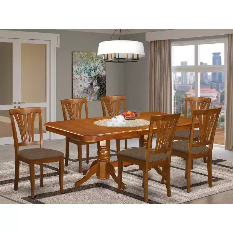 HomeStock Belmont Dining Table Set, Saddle Brown