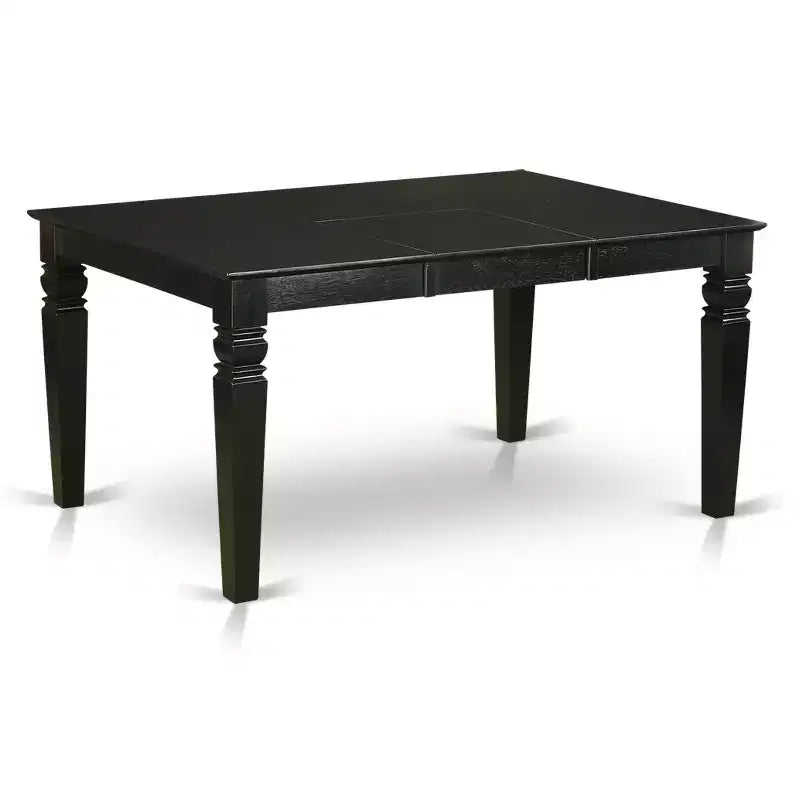 HomeStock Belmont, table rectangulaire de 42/60 po avec rallonge papillon intégrée de 18 po et quatre chaises de salle à manger avec assise en bois, noir, 5 pièces