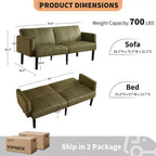 Canapé-lit futon - 2 places, réglable sur 3 positions, convertible, capacité de 317 kg, tissu en lin, compact pour appartements