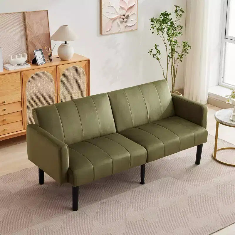 Canapé-lit futon - 2 places, réglable sur 3 positions, convertible, capacité de 317 kg, tissu en lin, compact pour appartements