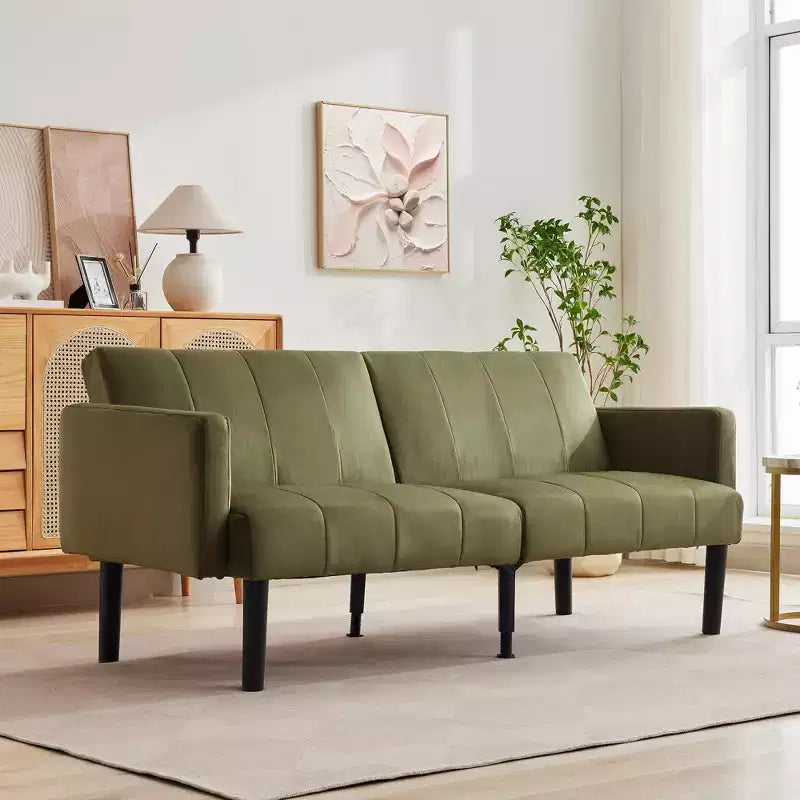 Canapé-lit futon - 2 places, réglable sur 3 positions, convertible, capacité de 317 kg, tissu en lin, compact pour appartements