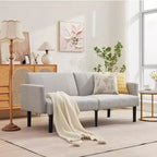 Canapé-lit futon - 2 places, réglable sur 3 positions, convertible, capacité de 317 kg, tissu en lin, compact pour appartements