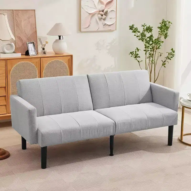 Canapé-lit futon - 2 places, réglable sur 3 positions, convertible, capacité de 317 kg, tissu en lin, compact pour appartements