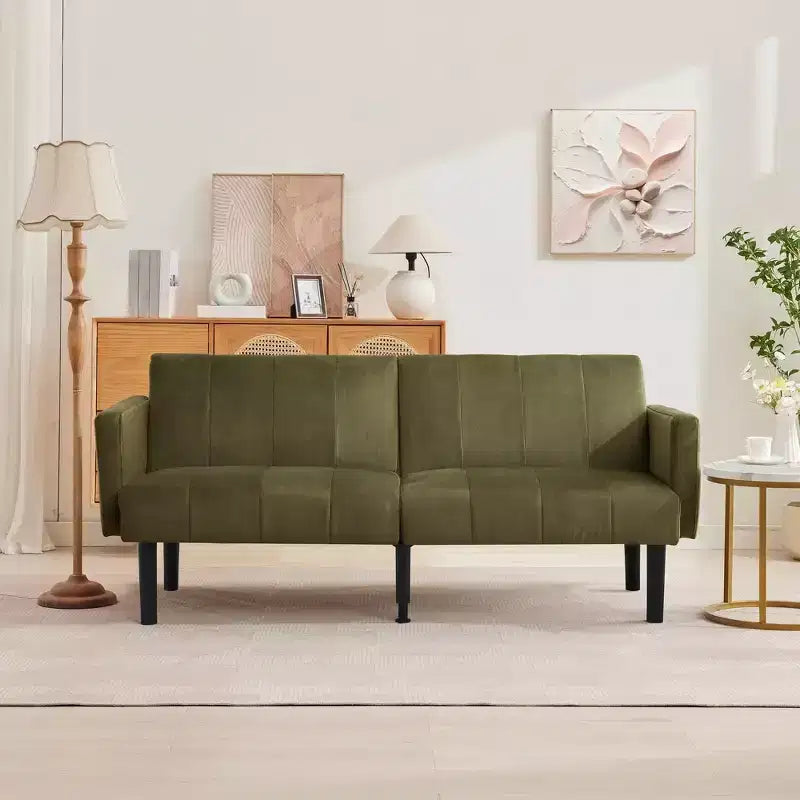 Canapé-lit futon - 2 places, réglable sur 3 positions, convertible, capacité de 317 kg, tissu en lin, compact pour appartements