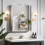 PexFix 26 x 20 Bathroom Cabinet with Mirror Stainless Steel Frame and 2 Adjustable Shelves Wall Medicine Cabinets Mirrors Rectangle Recessed Black