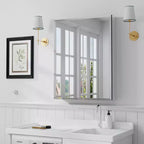 PexFix Armoire de toilette 66 x 50,8 cm avec miroir, cadre en acier inoxydable et 2 étagères réglables, armoires à pharmacie murales, miroirs rectangulaires encastrés, noir