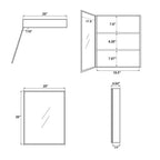 PexFix Armoire de toilette 66 x 50,8 cm avec miroir, cadre en acier inoxydable et 2 étagères réglables, armoires à pharmacie murales, miroirs rectangulaires encastrés, noir