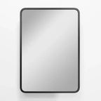 PexFix Armoire de toilette 28 x 20 avec miroir Cadre en acier inoxydable et 2 étagères réglables Armoires à pharmacie murales Miroirs Rectangulaire Encastré Noir