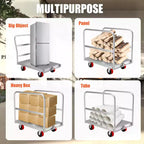 Chariot de transport, chariot en acier – Capacité de 907 kg, diable à plateau robuste avec roulettes pivotantes de 12,7 cm, 91,4 cm L x 61 cm l, rampes latérales 3 pans