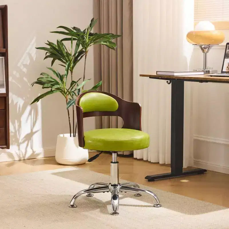 Karl Home | Chaise de bureau à dossier en bois en forme d'anneau avec patins et roulettes