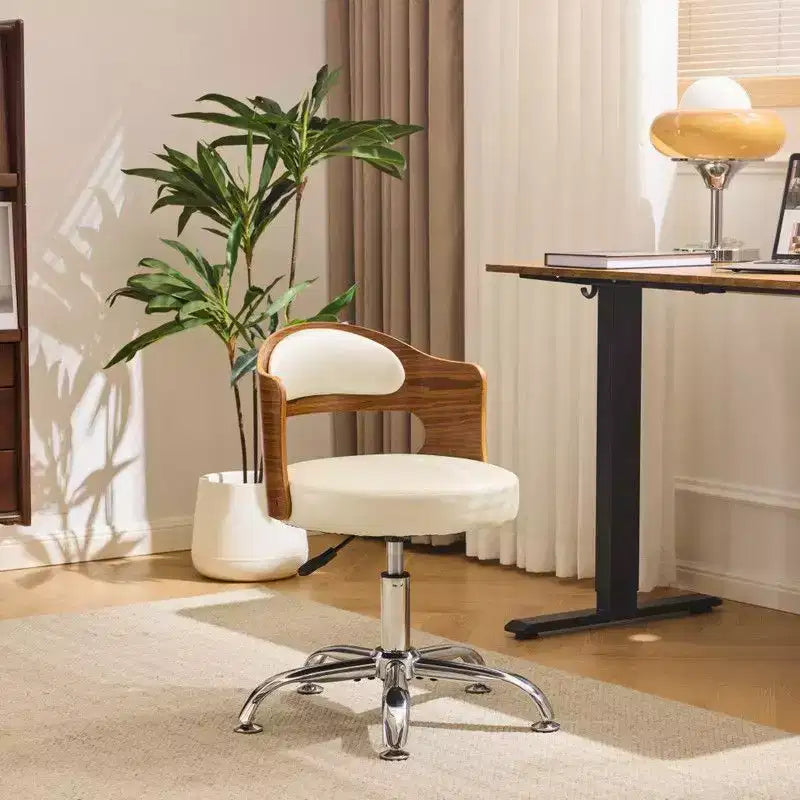 Karl Home | Chaise de bureau à dossier en bois en forme d'anneau avec patins et roulettes