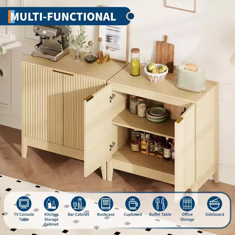 Buffet de salle à manger 80 cm avec portes et étagère réglable, meuble en bois moderne pour café, salon, salle à manger, cuisine, entrée