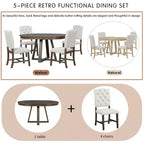 Ensemble de salle à manger extensible 5 pièces pour 4 personnes, table ronde avec rallonge et 4 chaises rembourrées