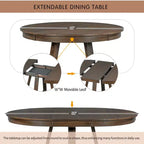 Ensemble de salle à manger extensible 5 pièces pour 4 personnes, table ronde avec rallonge et 4 chaises rembourrées