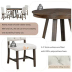Ensemble de salle à manger extensible 5 pièces pour 4 personnes, table ronde avec rallonge et 4 chaises rembourrées