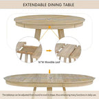 Ensemble de salle à manger extensible 5 pièces pour 4 personnes, table ronde avec rallonge et 4 chaises rembourrées