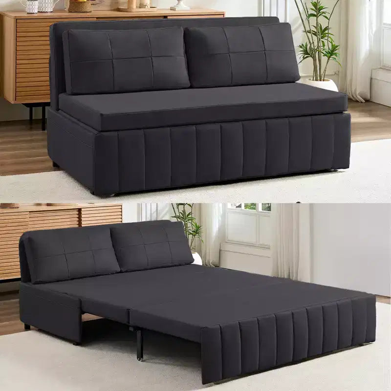 Canapé-lit convertible Mjkone W62inch, canapé-lit 3-en-1 moderne en tissu Leathaire, méridienne
