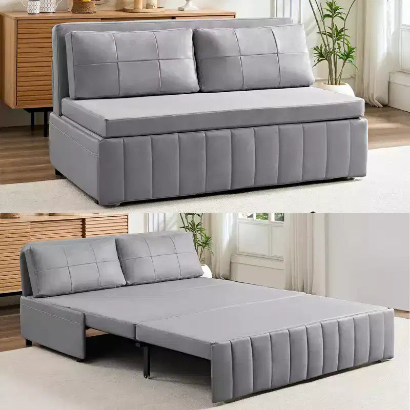 Canapé-lit convertible Mjkone W62inch, canapé-lit 3-en-1 moderne en tissu Leathaire, méridienne