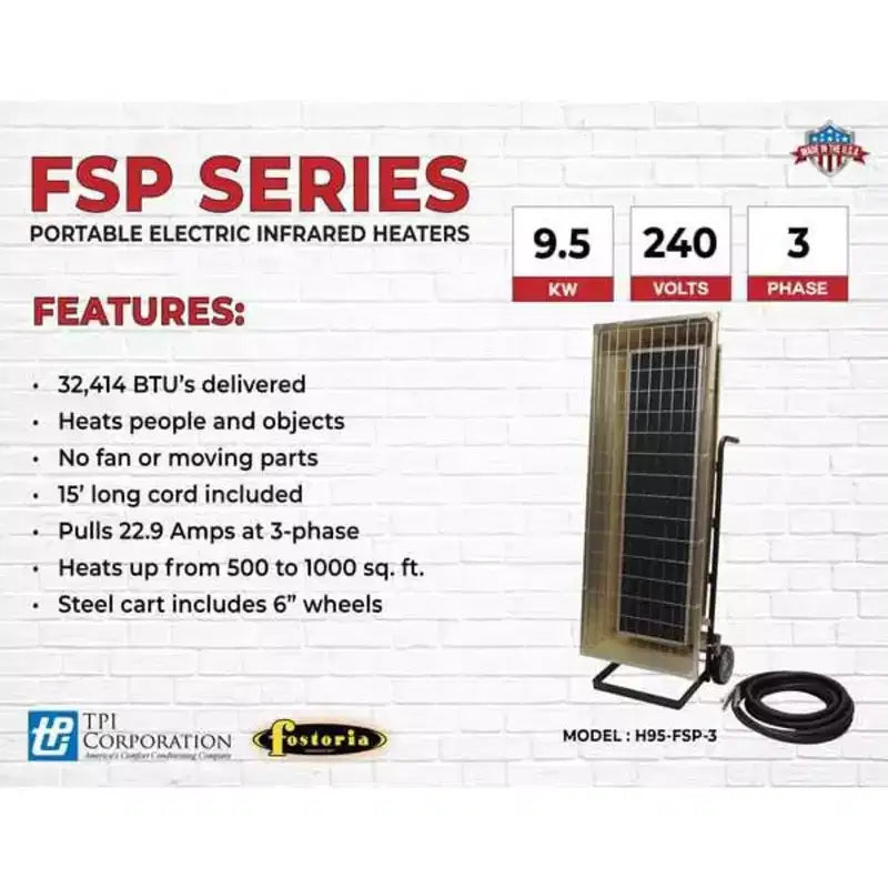 Chauffage portatif Fostoria, 1, triphasé, aluminium, 240V CA H95-FSP-3