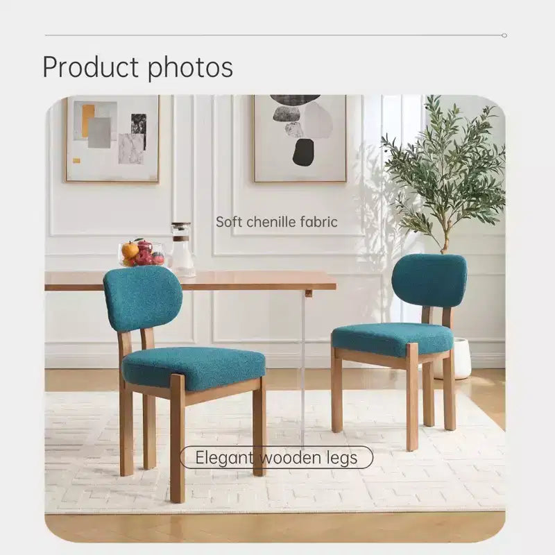PexFix Lot de 2 chaises de salle à manger en bois, chaises de salle à manger modernes rembourrées en tissu, chaises de cuisine, chaises de salle à manger de style ferme pour cuisine, salle à manger, couleur sarcelle