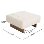 Pouffe carré capitonné en lin Joren Modern de Christopher Knight Home en bois d'hévéa