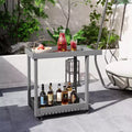 Chariot de service utilitaire à roulettes et étagères à rebords, Chariot de préparation d'extérieur à 2 étagères pour la maison, le bureau, le barbecue de terrasse, le barbecue de jardin, capacité de 227 kg