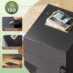DEXYLLO Caisson de bureau roulant à 3 tiroirs avec serrure, meuble de rangement en bois sous le bureau pour la maison ou le bureau, convient aux documents de format Lettre/Légal/A4