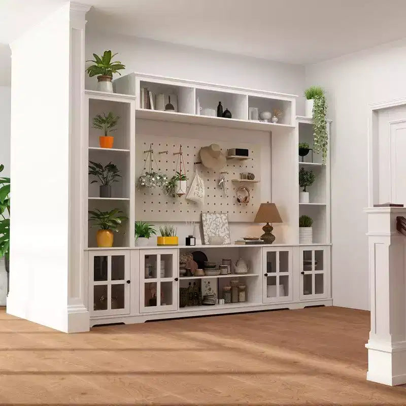 Meuble de Rangement d'Entrée Famapy, Meuble Mural de Rangement pour Couloir Style Ferme, Vitrine, Étagères Réglables, Organisateur de Garde-Manger de Cuisine pour Vin et Épices