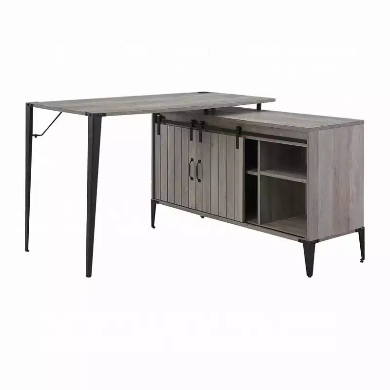 Bureau d'ordinateur rustique Okak avec étagères de rangement et tiroir/placard, bureau d'écriture multifonctionnel pour l'étude, le bureau, le studio