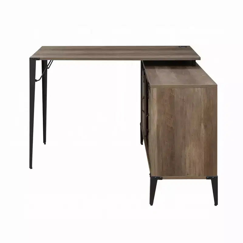 Bureau d'ordinateur rustique Okak avec étagères de rangement et tiroir/placard, bureau d'écriture multifonctionnel pour l'étude, le bureau, le studio