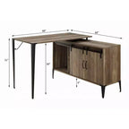 Bureau d'ordinateur rustique Okak avec étagères de rangement et tiroir/placard, bureau d'écriture multifonctionnel pour l'étude, le bureau, le studio