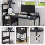 Bureau d'ordinateur rustique Okak avec étagères de rangement et tiroir/placard, bureau d'écriture multifonctionnel pour l'étude, le bureau, le studio