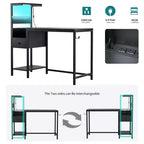Bureau d'ordinateur rustique Okak avec étagères de rangement et tiroir/placard, bureau d'écriture multifonctionnel pour l'étude, le bureau, le studio