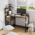 Bureau d'ordinateur rustique Okak avec étagères de rangement et tiroir/placard, bureau d'écriture multifonctionnel pour l'étude, le bureau, le studio