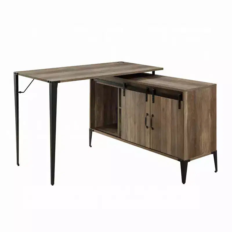 Bureau d'ordinateur rustique Okak avec étagères de rangement et tiroir/placard, bureau d'écriture multifonctionnel pour l'étude, le bureau, le studio