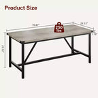 Table de salle à manger pour 6-8 personnes, table de cuisine robuste de 180 cm, table de salle à manger rectangulaire de style ferme avec pieds métalliques solides, pour grande famille, appartement, coin repas