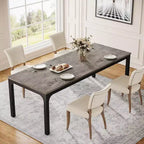 Grande table de collaboration rectangulaire en bois Okak Farmhouse, longue table de salle à manger moderne pour salle à manger, coin petit-déjeuner