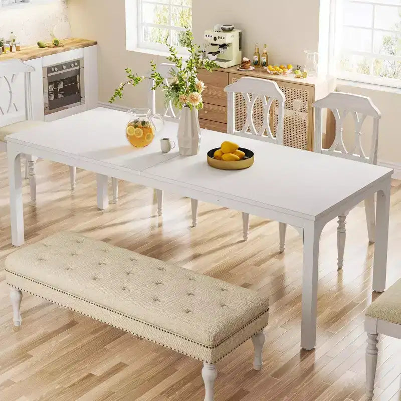 Grande table de collaboration rectangulaire en bois Okak Farmhouse, longue table de salle à manger moderne pour salle à manger, coin petit-déjeuner