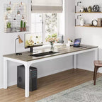 Grande table de collaboration rectangulaire en bois Okak Farmhouse, longue table de salle à manger moderne pour salle à manger, coin petit-déjeuner