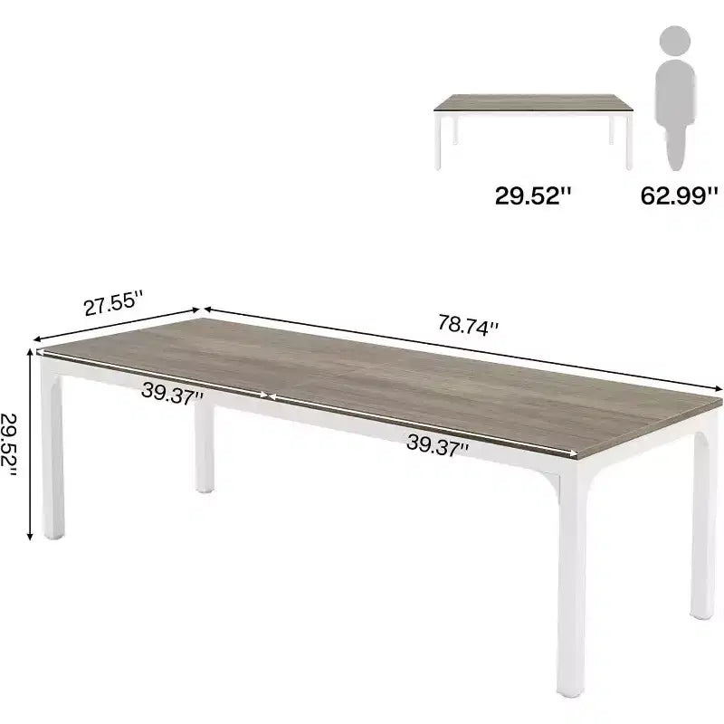 Grande table de collaboration rectangulaire en bois Okak Farmhouse, longue table de salle à manger moderne pour salle à manger, coin petit-déjeuner