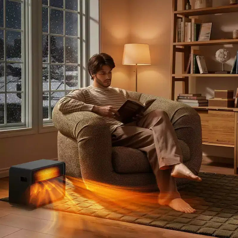 Chauffage électrique avec cheminée Teendow, chauffage en céramique 1500 W pour bureau à domicile avec thermostat réglable et protection contre la surchauffe