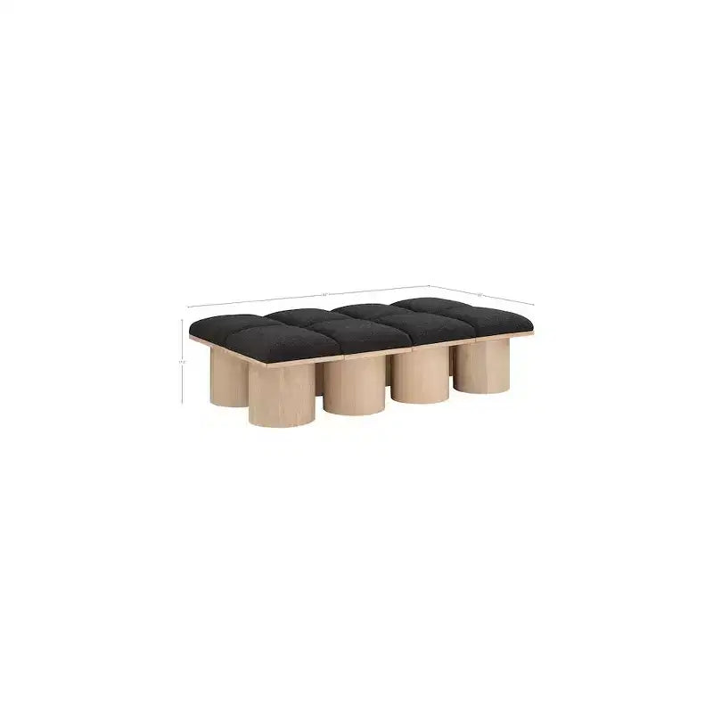 Banc Meridian Furniture Pavilion en tissu bouclé noir