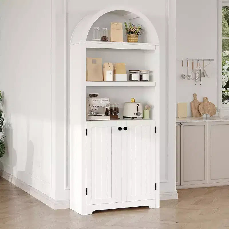 Bibliothèque de 72'' de haut avec portes doubles et étagère réglable, 5 niveaux, en bois, avec rangement pour le bureau à domicile.