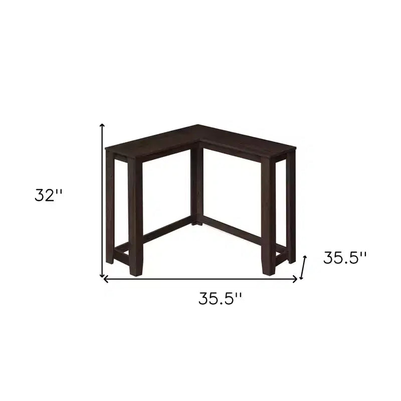 HomeRoots 36 Table console d'angle en bois massif Espresso vieilli