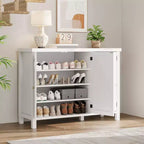 Meuble à chaussures avec 3 portes, armoire à chaussures autoportante à 4 niveaux pour entrée