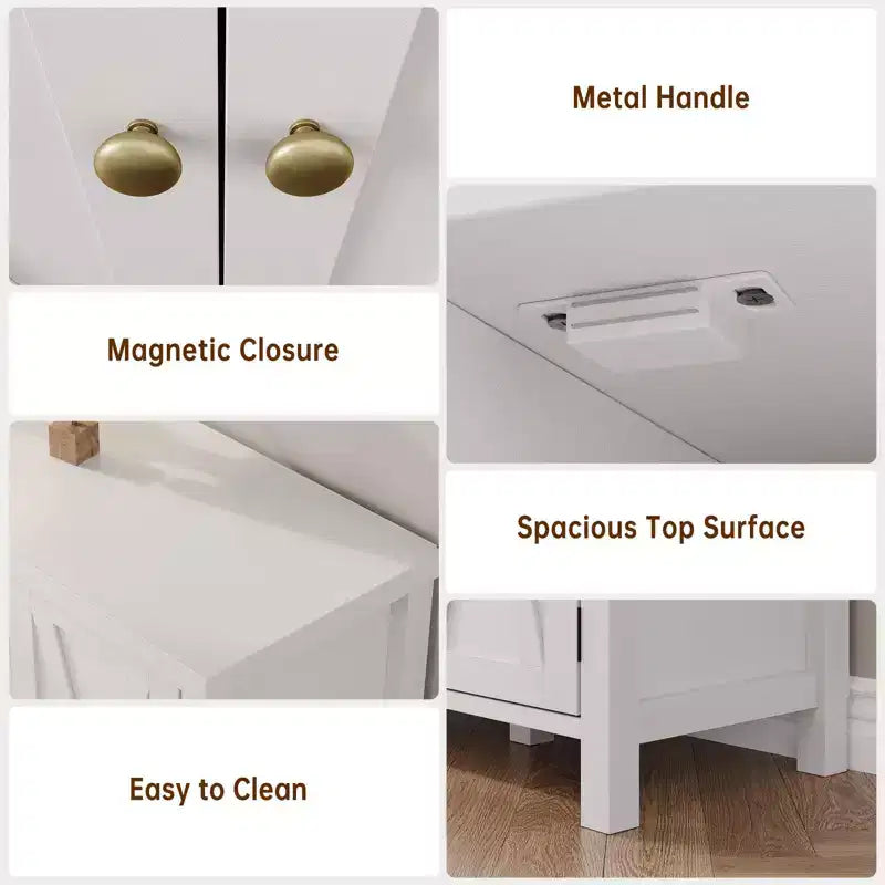 Meuble à chaussures avec 3 portes, armoire à chaussures autoportante à 4 niveaux pour entrée